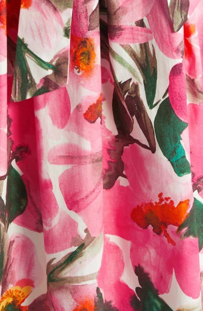 Shop Anne Klein Floral Notched Collar Midi Dress In Camellia Multi
