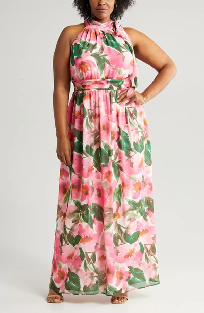 Shop Anne Klein Floral Maxi Dress In Camellia Multi