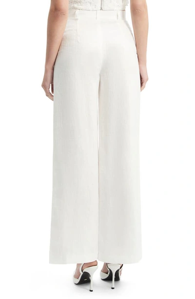 Shop Bardot Enya High Waist Wide Leg Linen Pants In Ivory