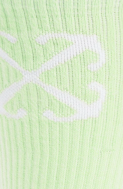 Shop Off-white Arrow Mid Calf Socks In Fluo Green White
