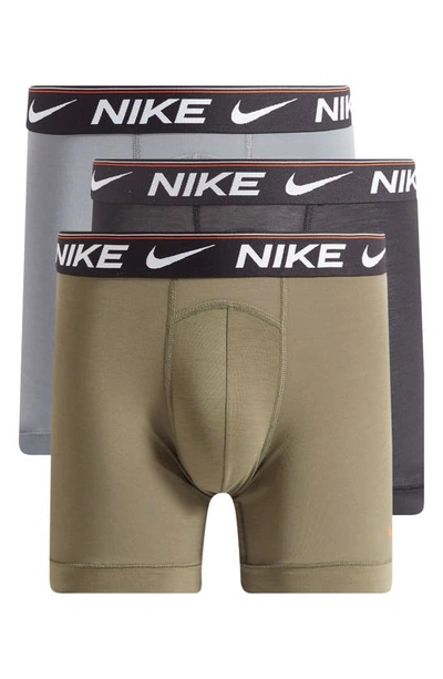 Shop Nike Dri-fit Ultra Comfort 3-pack Boxer Briefs In Cool Grey/ Olive/ Black