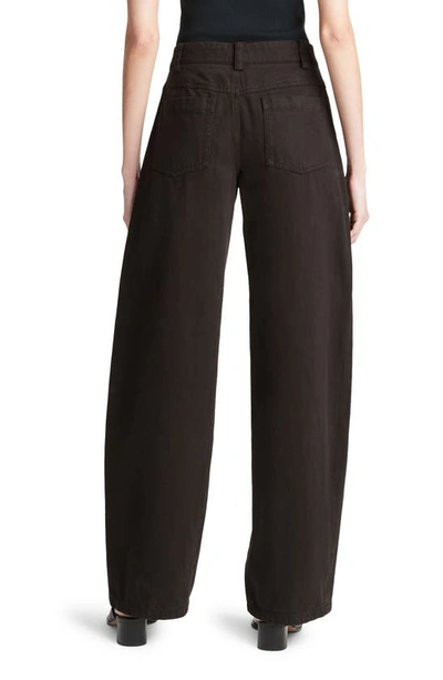 Shop Vince Washed Cotton Twill Wide Leg Pants In Black