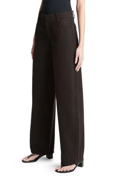 Shop Vince Washed Cotton Twill Wide Leg Pants In Black