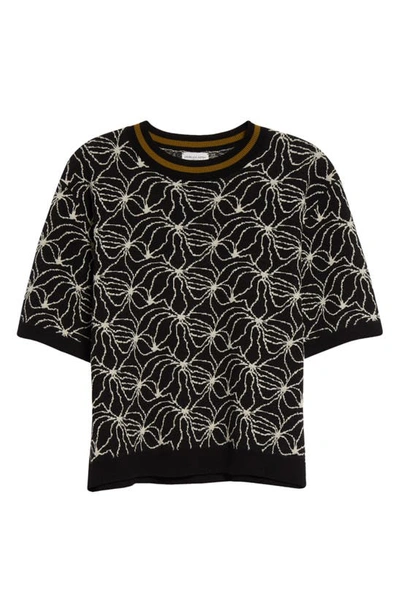 Shop Dries Van Noten Timar Abstract Short Sleeve Sweater In Black 900