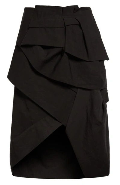 Shop Dries Van Noten Sispy Draped Linen & Cotton Skirt In Black 900