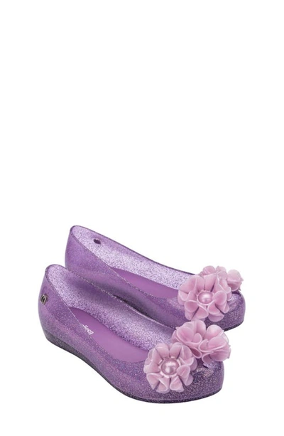 Shop Mini Melissa Kids' Mini Ultragirl Springtime Flat In Lilac Glitter