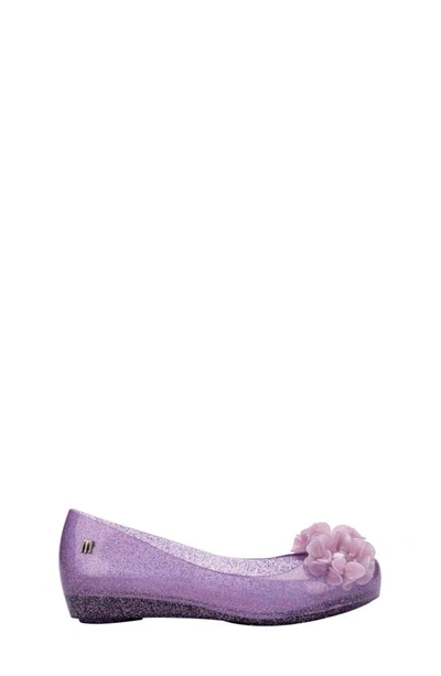 Shop Mini Melissa Kids' Mini Ultragirl Springtime Flat In Lilac Glitter