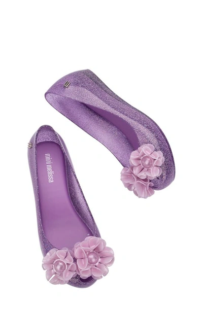 Shop Mini Melissa Kids' Mini Ultragirl Springtime Flat In Lilac Glitter