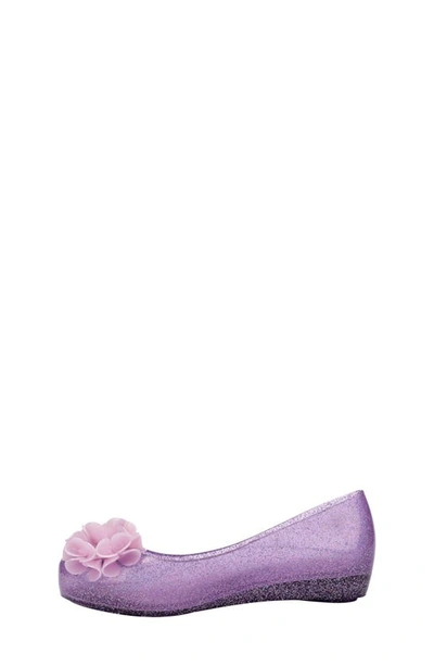 Shop Mini Melissa Kids' Mini Ultragirl Springtime Flat In Lilac Glitter