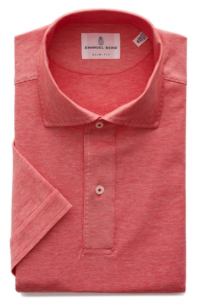 Shop Emanuel Berg Premium Quality Cotton Jersey Polo In Bright Red