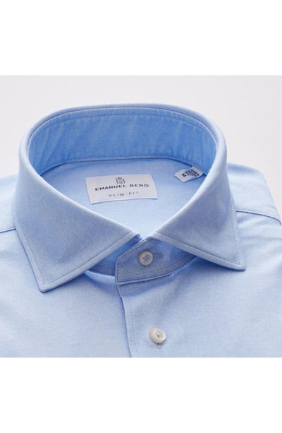 Shop Emanuel Berg 4flex Modern Fit Knit Button-up Shirt In Light Pastel Blue