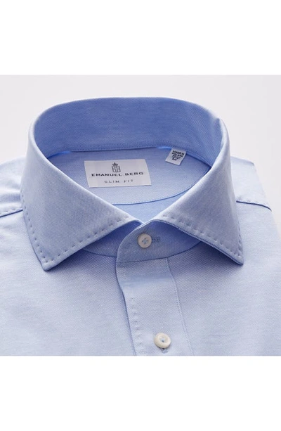 Shop Emanuel Berg Premium Quality Cotton Jersey Polo In Light Pastel Blue