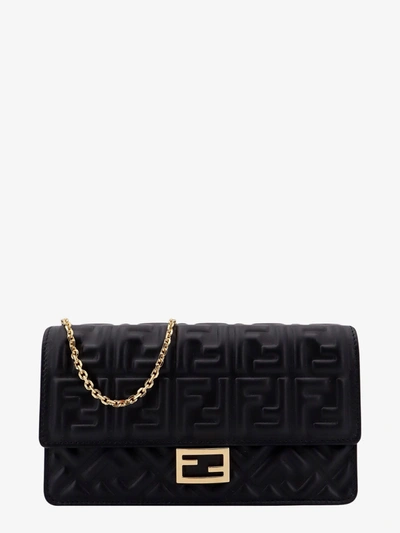 Shop Fendi Wallet On Chain Baguette In Black