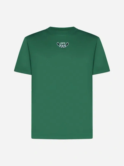 Shop Off-white Bandana Cotton T-shirt In Green,white