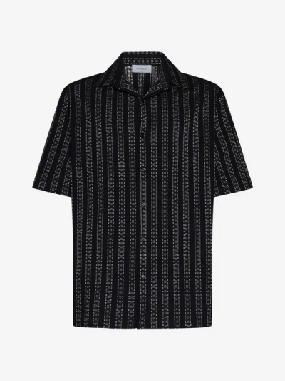 Shop Off-white Arrow Stripes Cotton-blend Shirt In Black,ivory