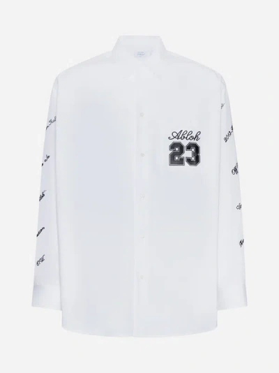 Shop Off-white 23 Logo Cotton Overshirt In White,black