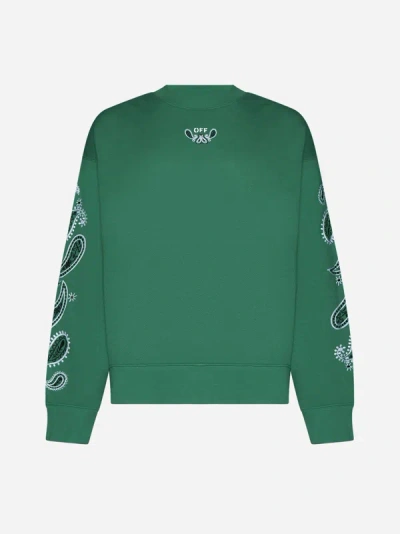 Shop Off-white Bandana Cotton Sweatshirt In College Green