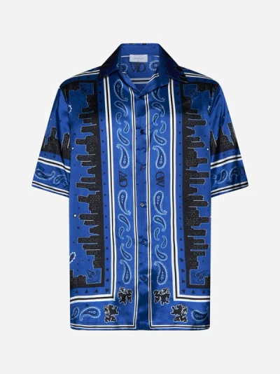 Shop Off-white Bandana Viscose Shirt In Nautical Blue