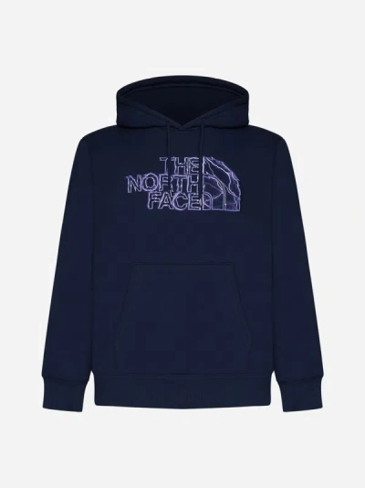 Shop The North Face Logo Cotton Hoodie In Navy