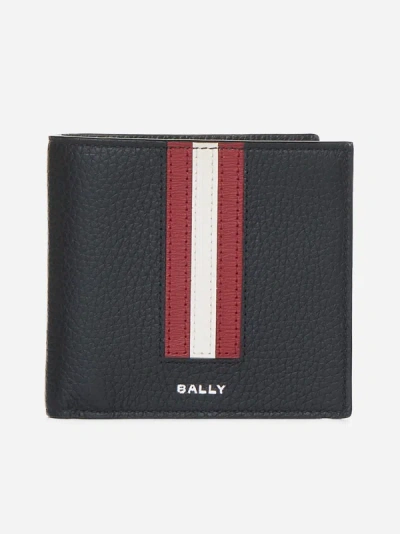 Shop Bally Logo Leather Bifold Wallet In Black