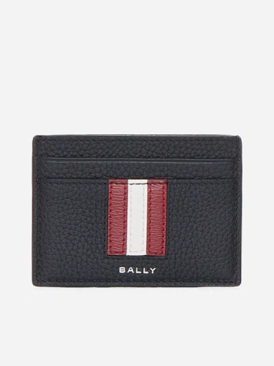Shop Bally Logo Leather Card Holder In Black