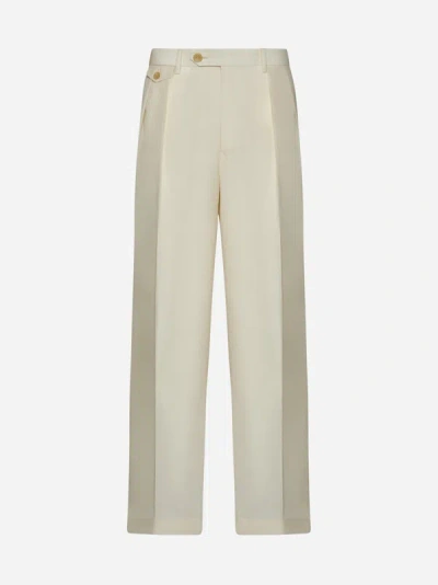 Shop Auralee Wool And Mohair Trousers In Ivory