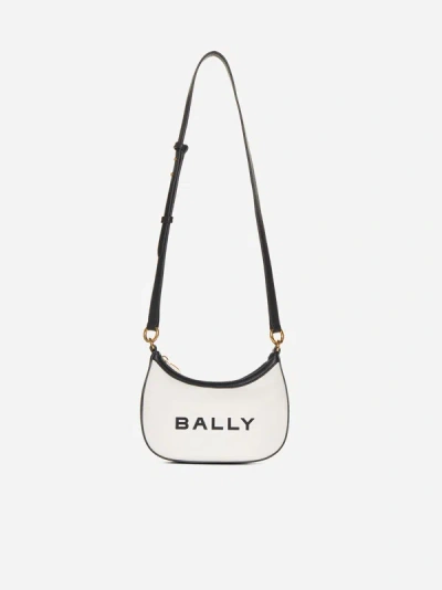 Shop Bally Ellipse Leather And Canvas Bag In White,black