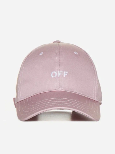 Shop Off-white Logo Cotton Baseball Cap In Pink,white
