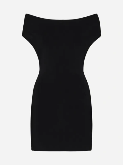 Shop Jacquemus Cubista Viscose-blend Mini Dress In Black