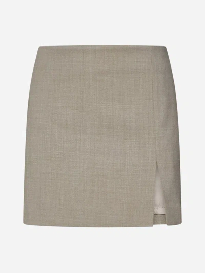 Shop Filippa K Wool-blend Miniskirt In Beige