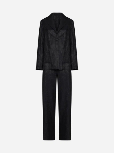Shop Lardini Lame' Wool Suit In Black