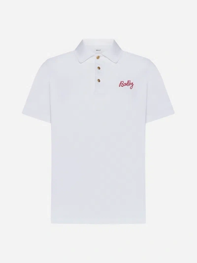 Shop Bally Logo Cotton Polo Shirt In White