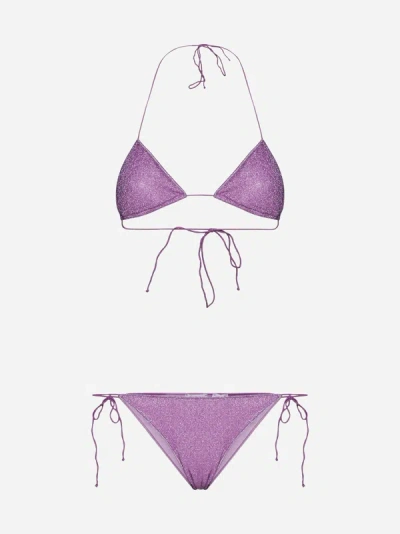 Shop Oseree Lumiere Triangle Bikini In Wisteria
