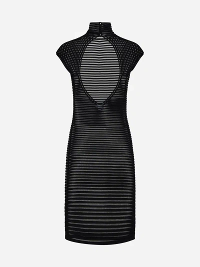 Shop Alaïa Back Cut-out Viscose-blend Dress In Black