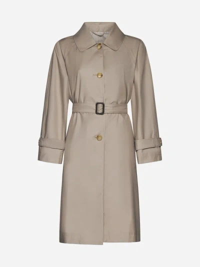 Shop Max Mara The Cube Cotton-blend Single-breasted Trend Coat In Beige