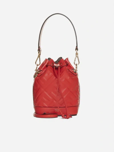 Shop Fendi Mon Tresor Ff Leather Mini Bag In Red