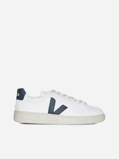 Shop Veja Urca Vegan Waxed Canvas Sneakers In White . Navy