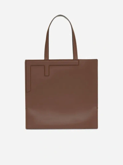Shop Fendi Flip Medium Leather Bag In Black,brown,white