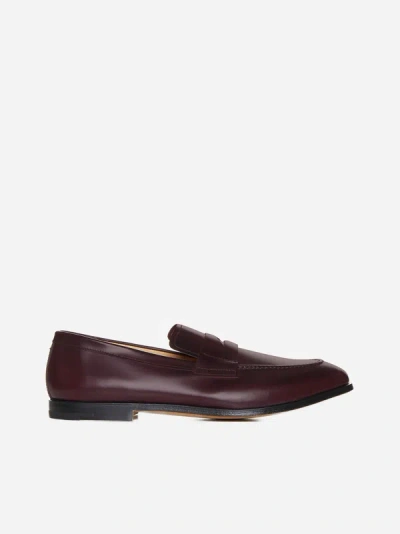 Shop Premiata Prima Linea Leather Loafers In Burgundy