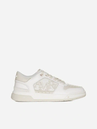 Shop Amiri Leather Low Sneakers In Alabaster