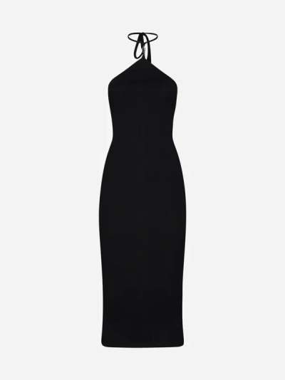 Shop Amiri Cotton And Silk-blend Mini Dress In Black