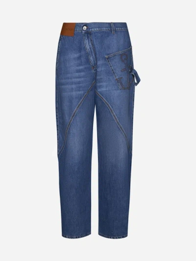 Shop Jw Anderson Twisted Workwear Jeans In Light Blue