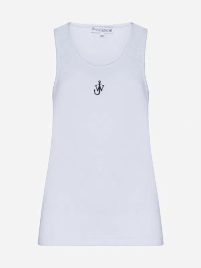 Shop Jw Anderson Anchor Logo Cotton Tank Top In White