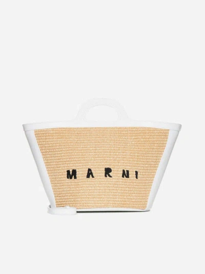 Shop Marni Tropicalia Raffia Small Bag In White