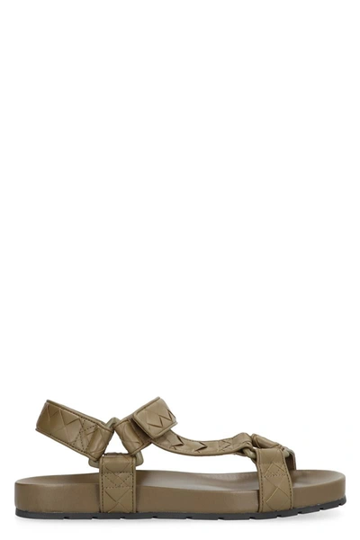 Shop Bottega Veneta Trip Leather Sandals In Green