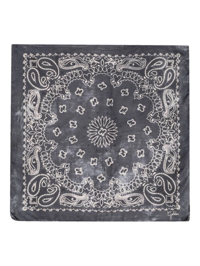 Shop Golden Goose Paisley-print Silk Scarf In Anthracite