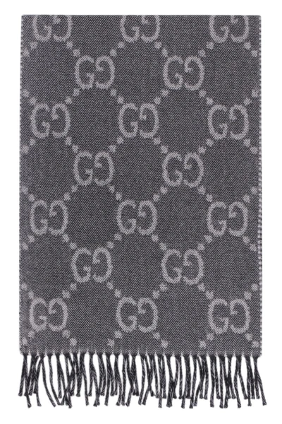 Shop Gucci Double Face Wool Scarf In Black