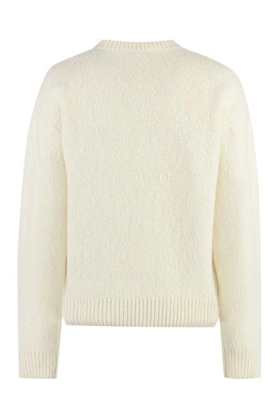 Shop Moncler Crew-neck Wool Sweater In White