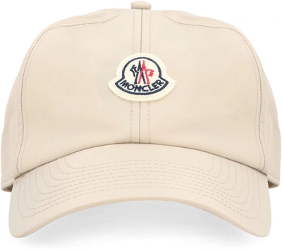Shop Moncler Logo Baseball Cap In Beige