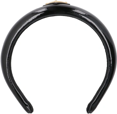 Shop Prada Leather Headband In Black